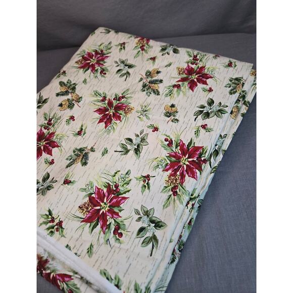 Longaberger Holiday Botanical 5 Yards Bulk Fabric Poinsettia Christmas Print - Picture 1 of 2